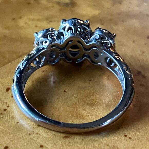 Natural Black Spinel Sterling Silver Ring Size 7 - Picture 5 of 9